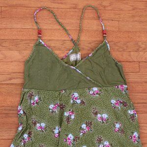 Free People Floral Green Tank RARE